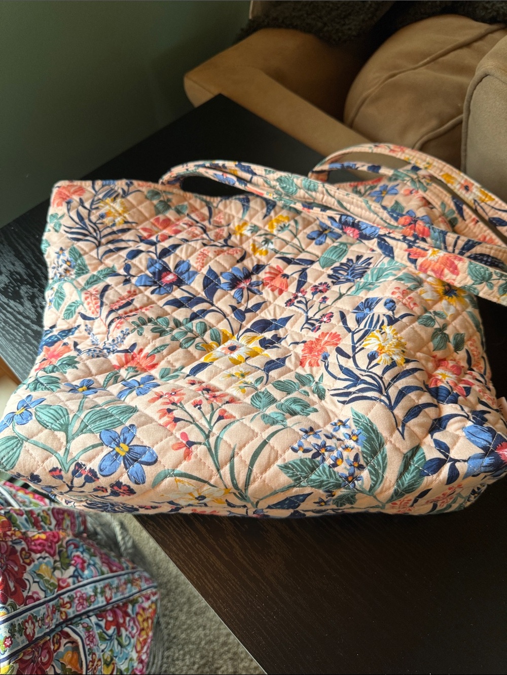 Vera Bradley Quilted Floral Tote in Pink with Multicolor Blooms